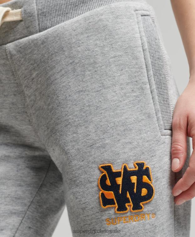 mujer Superdry gris joggers universitarios vintage 2R68Z6588