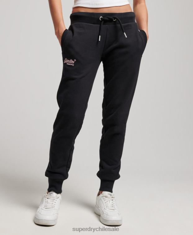 mujer Superdry negro joggers con logo bordado 2R68Z3903