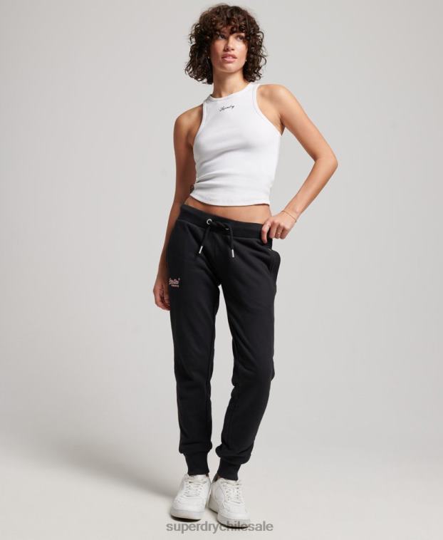 mujer Superdry negro joggers con logo bordado 2R68Z3903