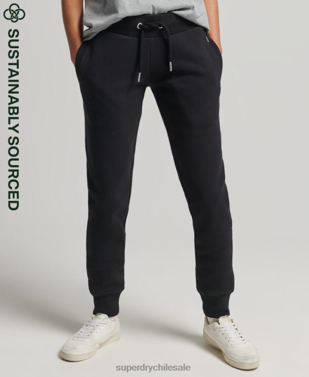 mujer Superdry negro joggers de algodón orgánico con logo vintage bordado 2R68Z3927
