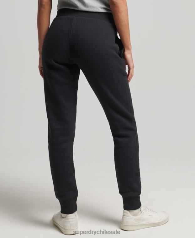 mujer Superdry negro joggers de algodón orgánico con logo vintage bordado 2R68Z3927