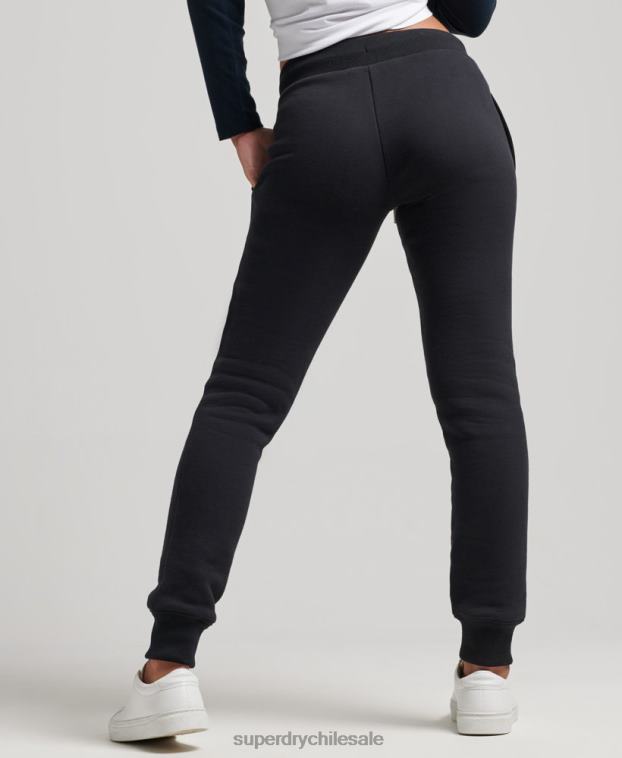 mujer Superdry negro joggers de algodón orgánico con logo vintage bordado 2R68Z3930