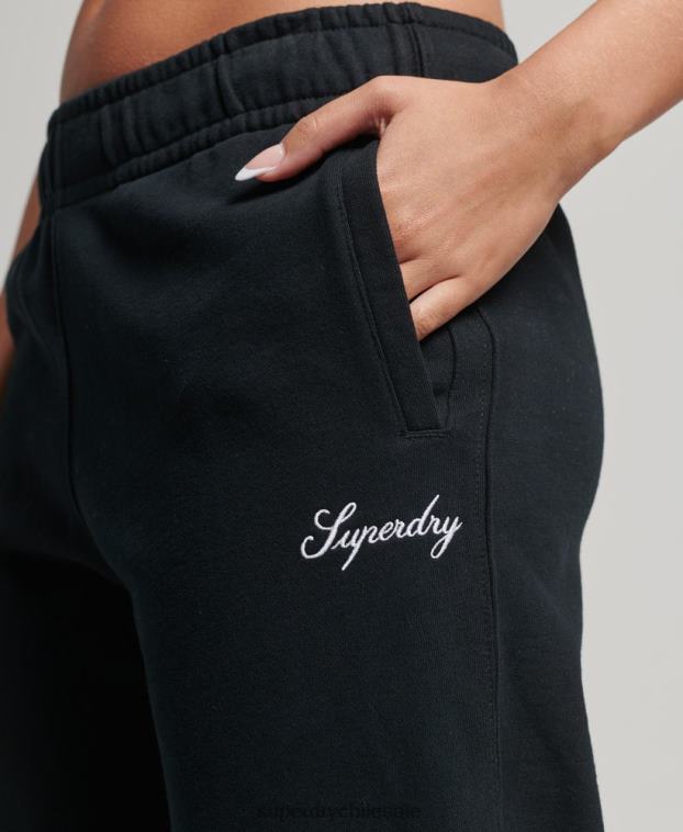 mujer Superdry negro joggers heritage boyfriend bordados 2R68Z6602