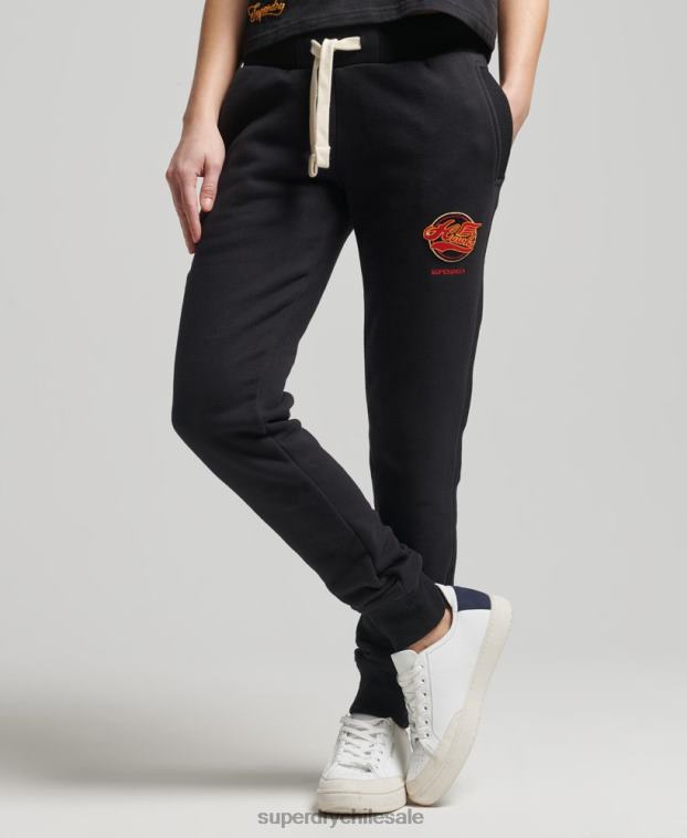 mujer Superdry negro joggers universitarios vintage 2R68Z6571