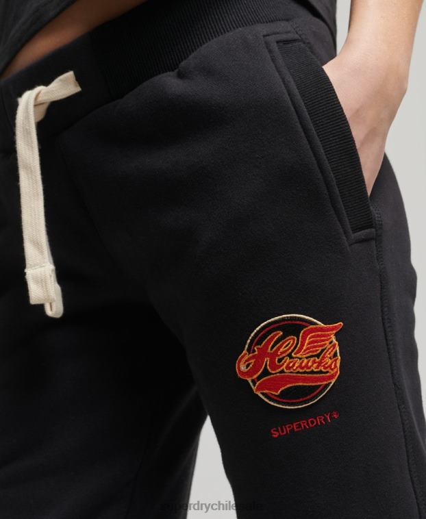 mujer Superdry negro joggers universitarios vintage 2R68Z6571