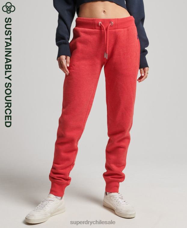mujer Superdry rojo joggers de algodón orgánico con logo vintage bordado 2R68Z6579