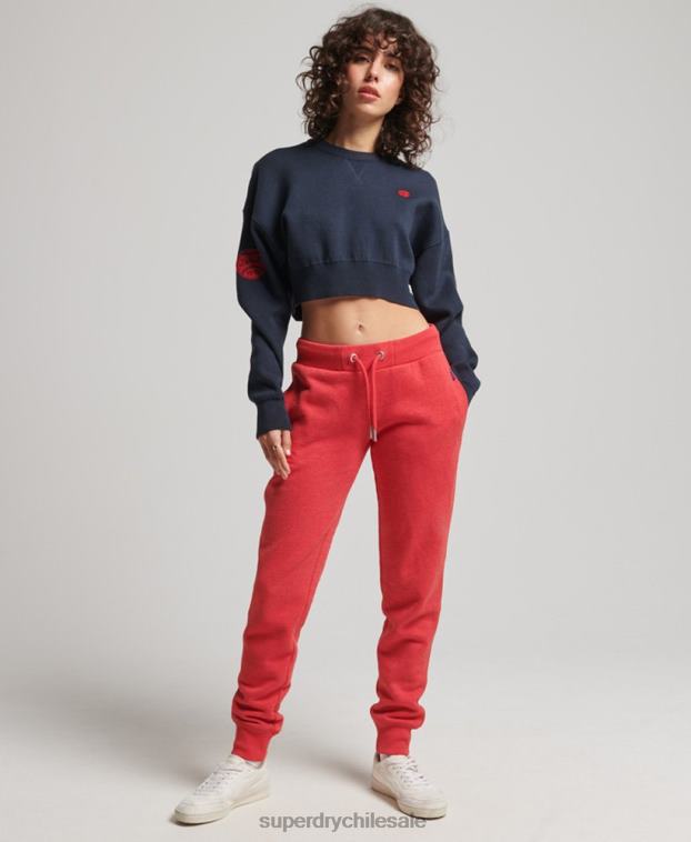 mujer Superdry rojo joggers de algodón orgánico con logo vintage bordado 2R68Z6579