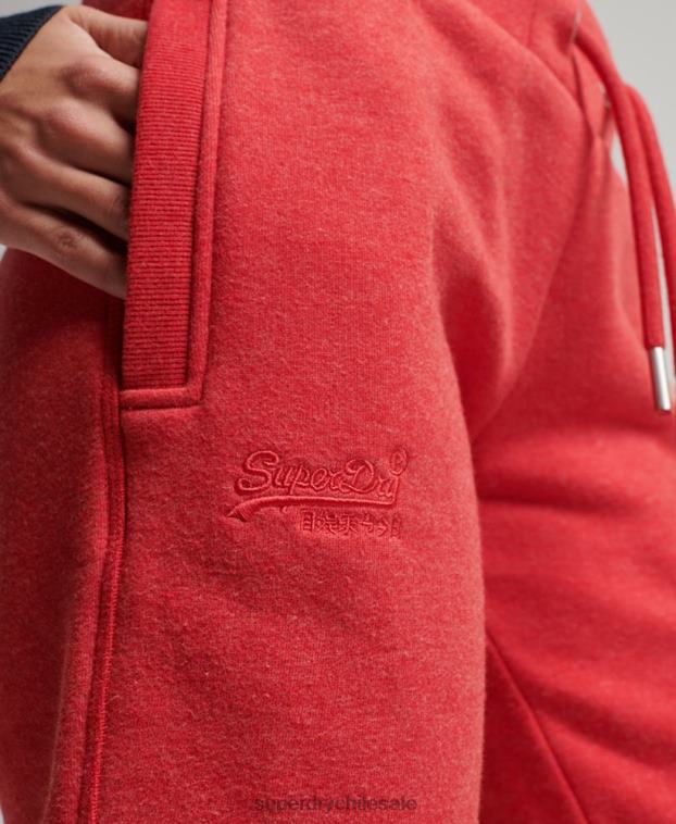 mujer Superdry rojo joggers de algodón orgánico con logo vintage bordado 2R68Z6579