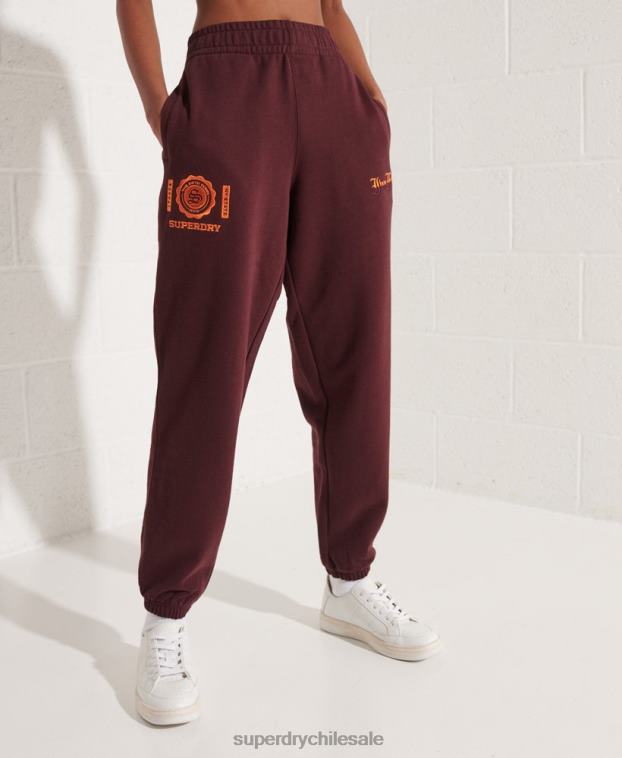 mujer Superdry rojo joggers universitarios con gráficos 2R68Z3938