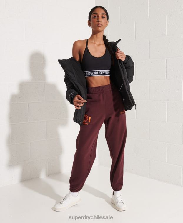 mujer Superdry rojo joggers universitarios con gráficos 2R68Z3938