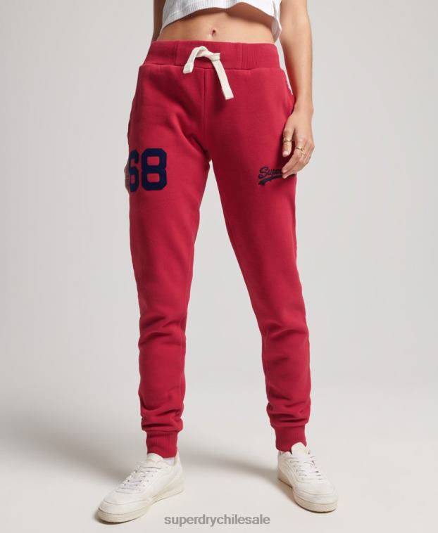 mujer Superdry rojo joggers universitarios con logo vintage 2R68Z6574