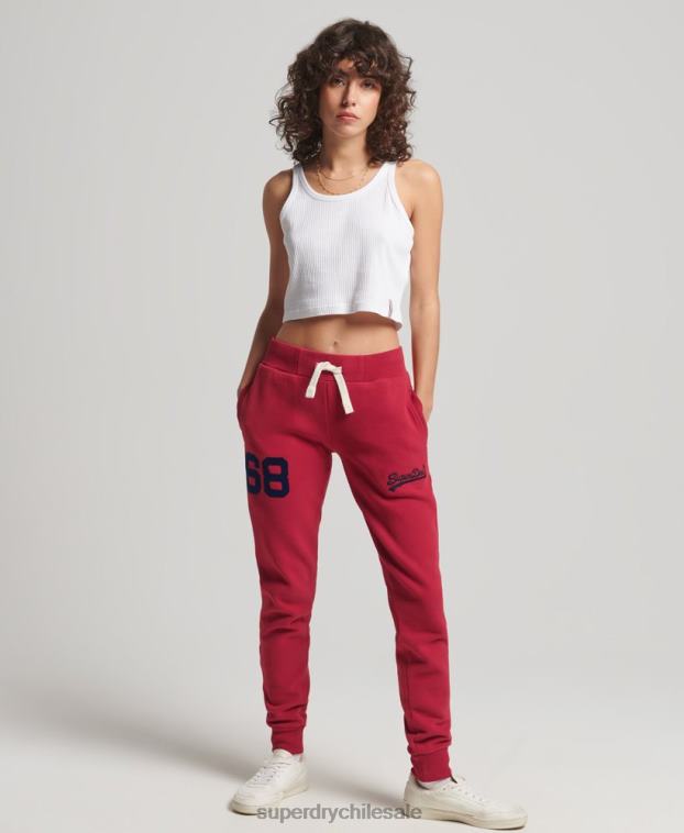 mujer Superdry rojo joggers universitarios con logo vintage 2R68Z6574