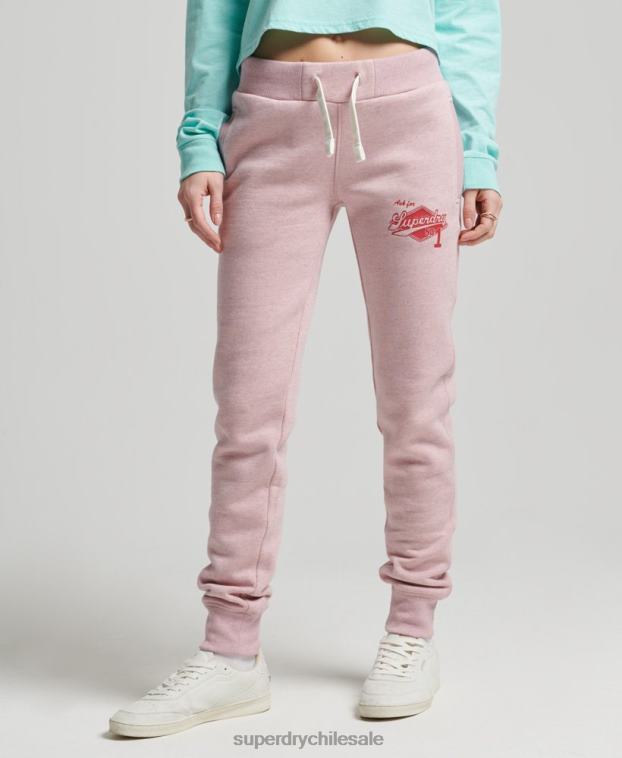 mujer Superdry rosa Joggers universitarios estilo script vintage 2R68Z6577