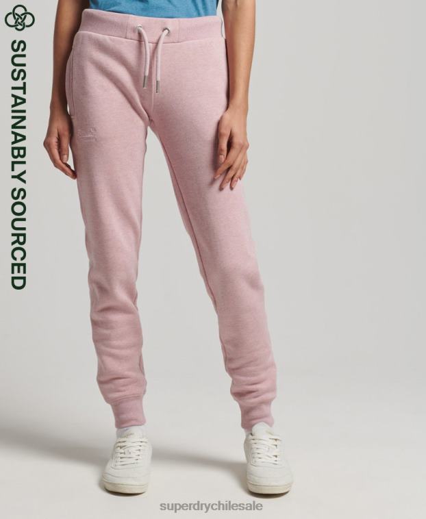 mujer Superdry rosa joggers de algodón orgánico con logo vintage bordado 2R68Z6581