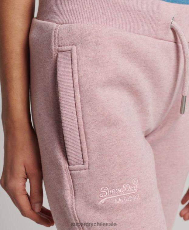 mujer Superdry rosa joggers de algodón orgánico con logo vintage bordado 2R68Z6581