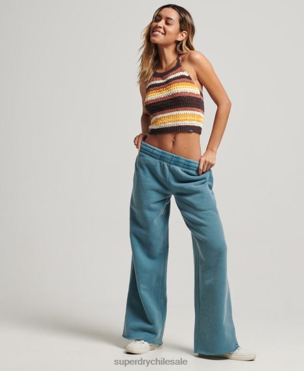 mujer Superdry turquesa lavar joggers rectos 2R68Z3935
