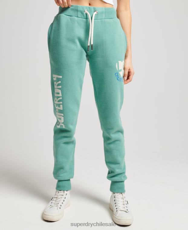 mujer Superdry verde joggers vintage cali con aberturas 2R68Z2269