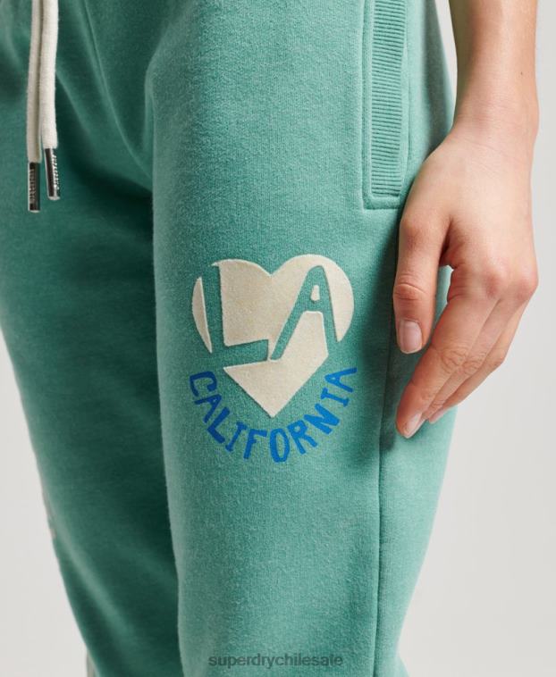 mujer Superdry verde joggers vintage cali con aberturas 2R68Z2269