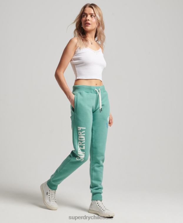 mujer Superdry verde joggers vintage cali con aberturas 2R68Z2269