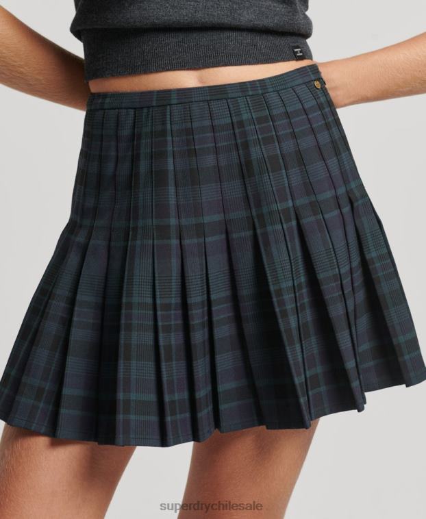 mujer Superdry Armada minifalda plisada a cuadros 2R68Z4156