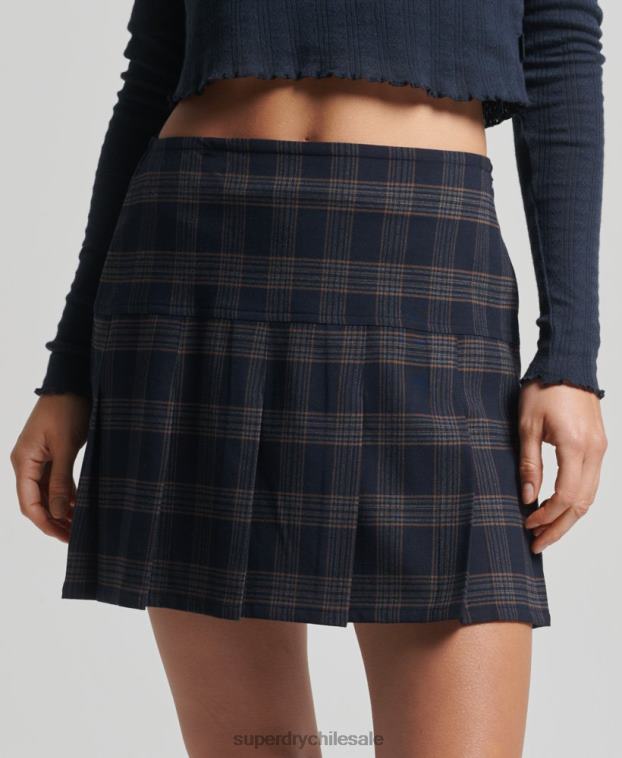 mujer Superdry Armada minifalda vintage de tweed con pliegues 2R68Z4157