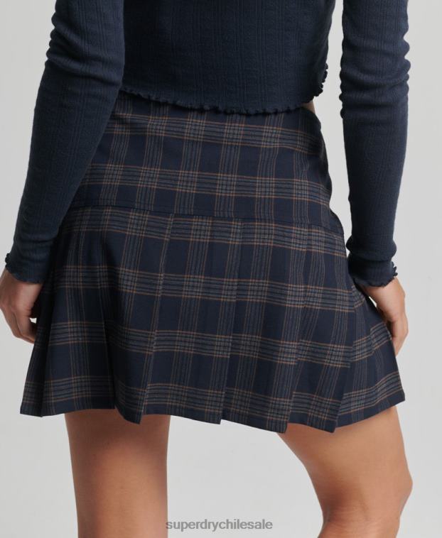 mujer Superdry Armada minifalda vintage de tweed con pliegues 2R68Z4157