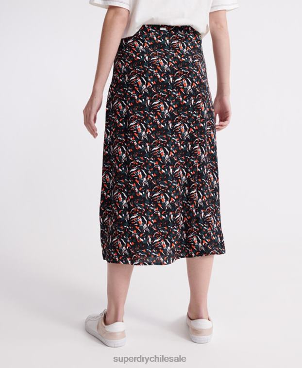 mujer Superdry azul falda midi cañón 2R68Z4165