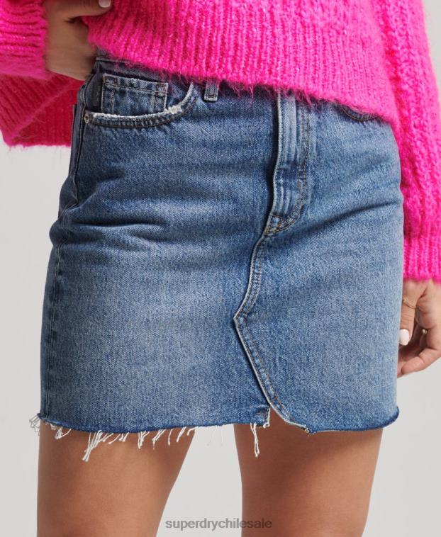 mujer Superdry azul minifalda de mezclilla 2R68Z6739