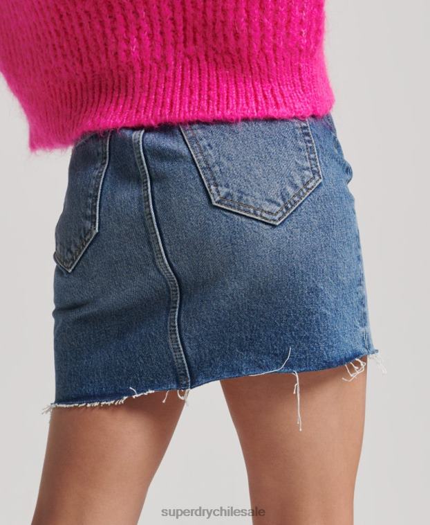 mujer Superdry azul minifalda de mezclilla 2R68Z6739