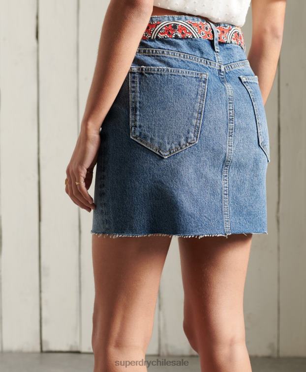 mujer Superdry azul minifalda de mezclilla 2R68Z6758