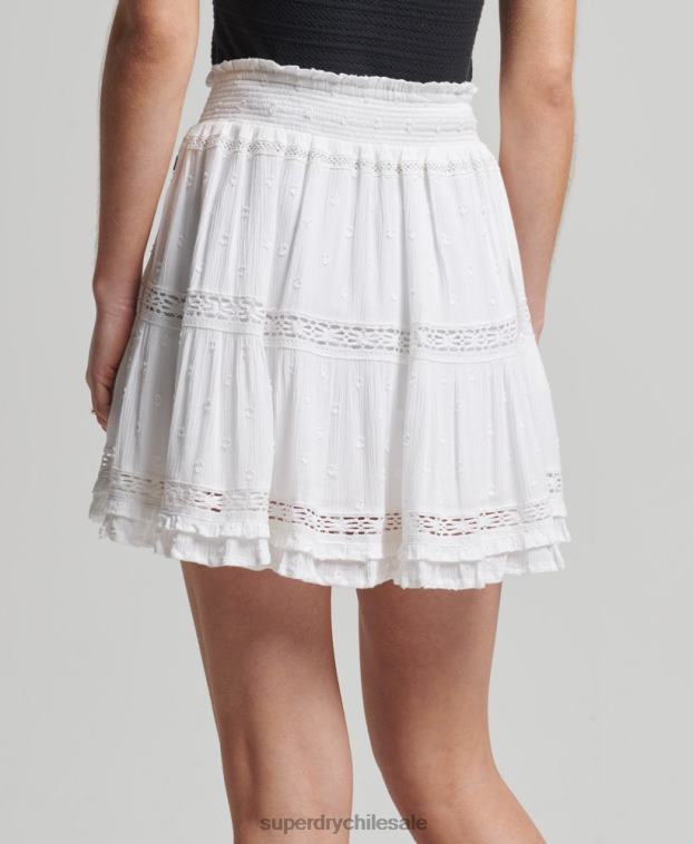 mujer Superdry blanco minifalda de encaje vintage 2R68Z4133