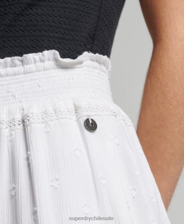 mujer Superdry blanco minifalda de encaje vintage 2R68Z4133