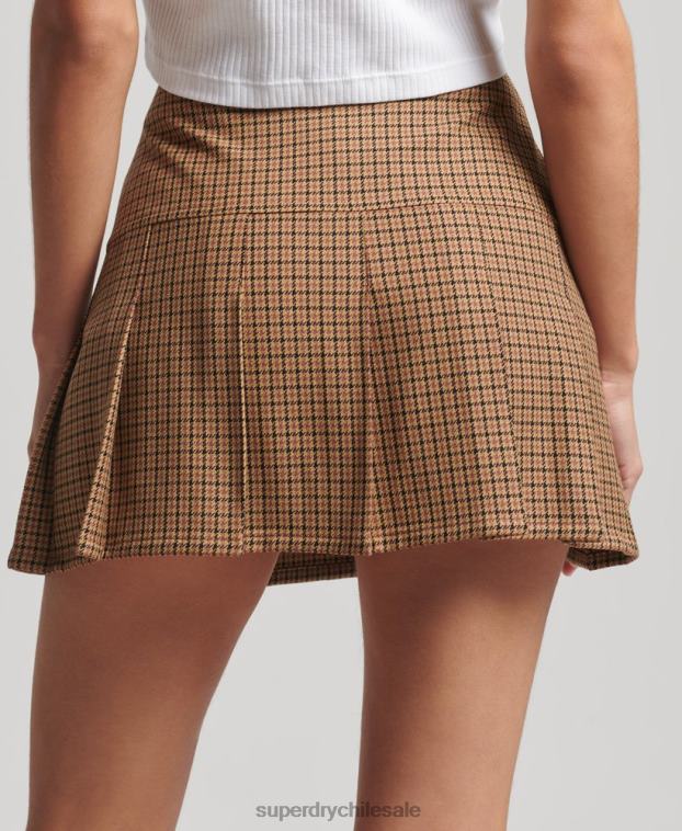 mujer Superdry broncearse minifalda vintage de tweed con pliegues 2R68Z4131