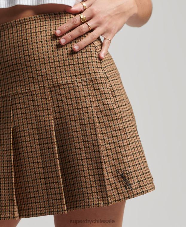 mujer Superdry broncearse minifalda vintage de tweed con pliegues 2R68Z4131