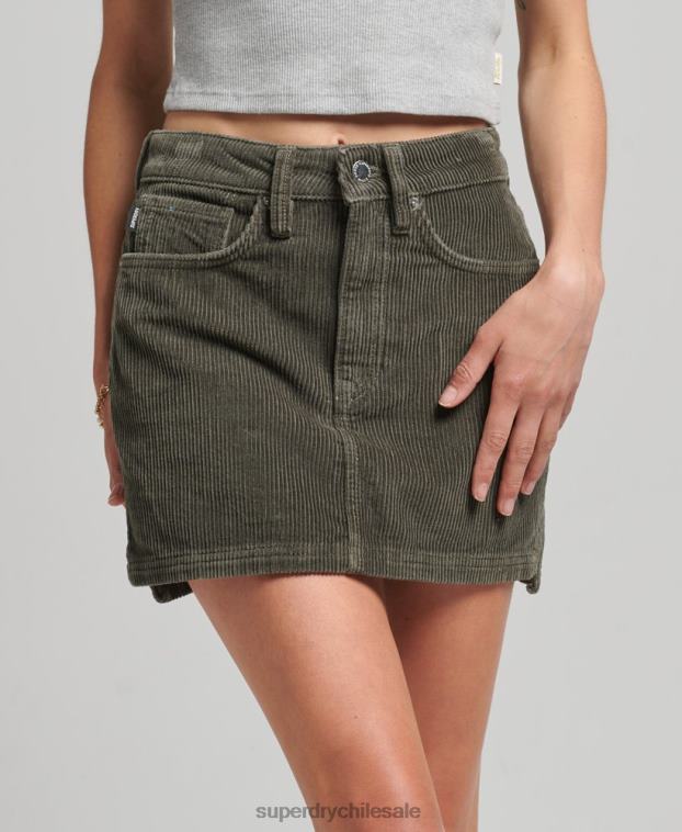 mujer Superdry caqui minifalda de pana 2R68Z6634