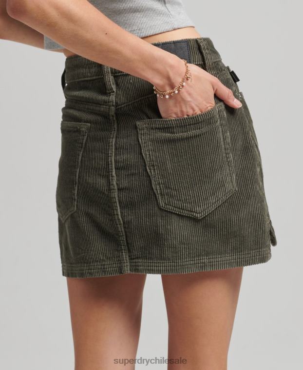 mujer Superdry caqui minifalda de pana 2R68Z6634