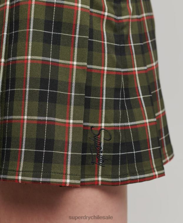 mujer Superdry caqui minifalda vintage de tweed con pliegues 2R68Z4160