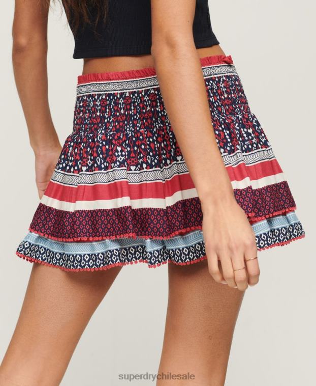 mujer Superdry crema minifalda a capas vintage 2R68Z4127