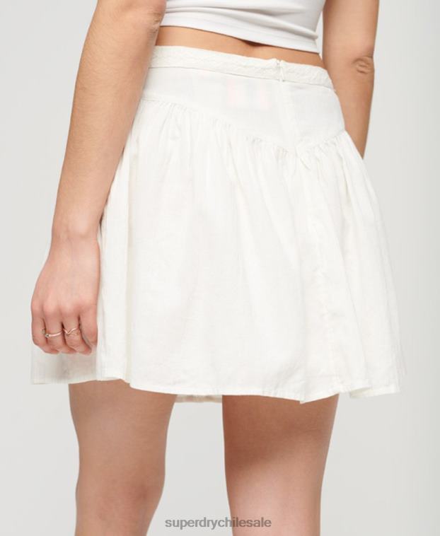 mujer Superdry crema minifalda con ribete de encaje 2R68Z2145
