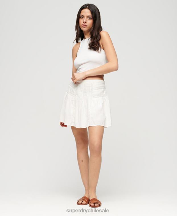 mujer Superdry crema minifalda con ribete de encaje 2R68Z2145