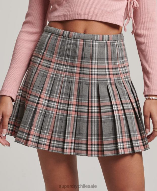 mujer Superdry gris minifalda plisada vintage 2R68Z4155