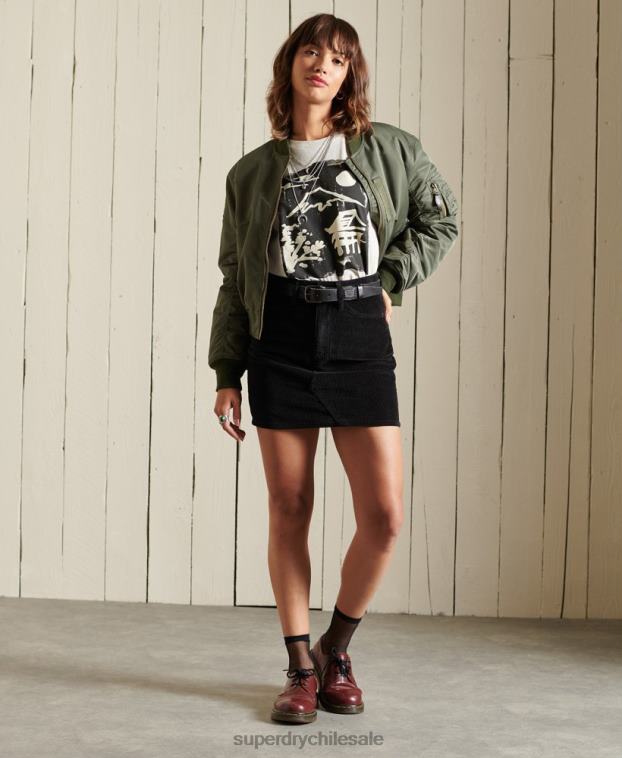 mujer Superdry gris oscuro minifalda de pana 2R68Z6709