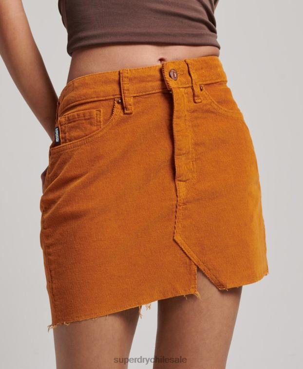 mujer Superdry marrón minifalda de pana vintage 2R68Z4149