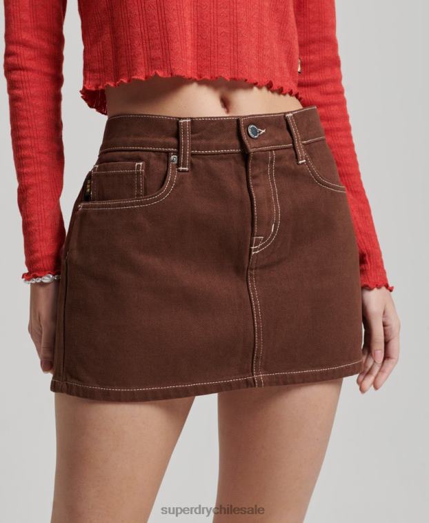 mujer Superdry marrón minifalda de ropa de trabajo 2R68Z4115