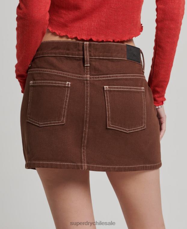 mujer Superdry marrón minifalda de ropa de trabajo 2R68Z4115