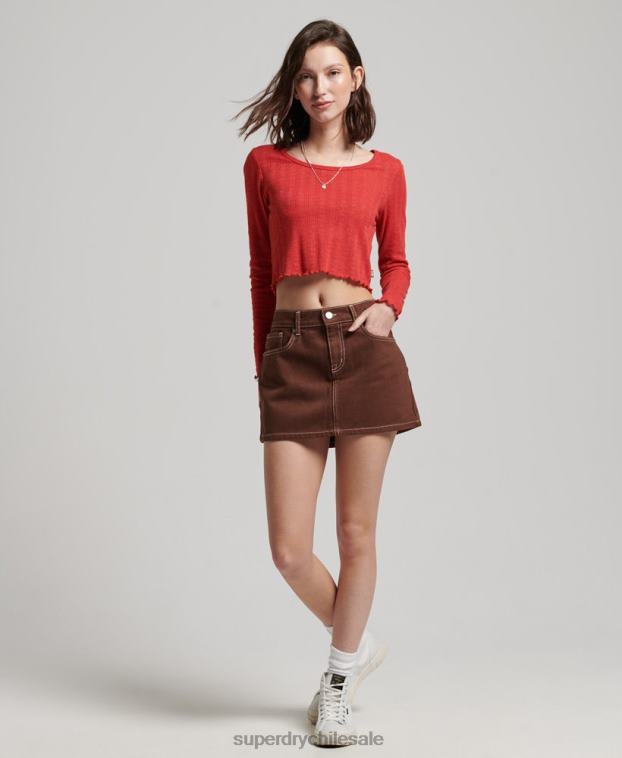 mujer Superdry marrón minifalda de ropa de trabajo 2R68Z4115