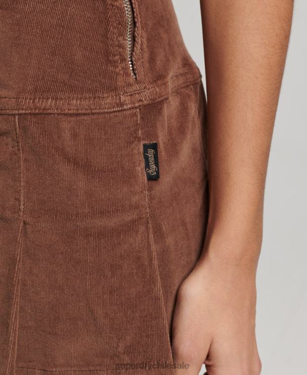 mujer Superdry marrón minifalda plisada de pana vintage 2R68Z4154