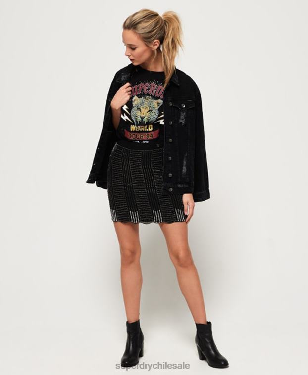 mujer Superdry negro falda glaciar 2R68Z4168