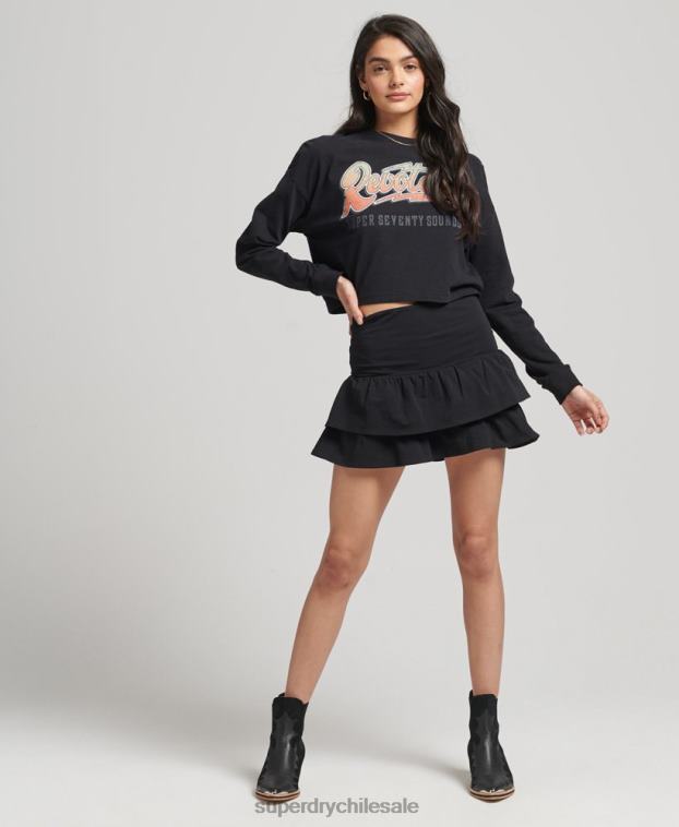 mujer Superdry negro falda vintage de los 90 2R68Z4128