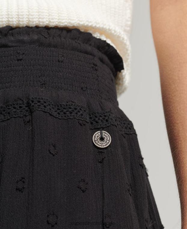 mujer Superdry negro minifalda de encaje vintage 2R68Z4145